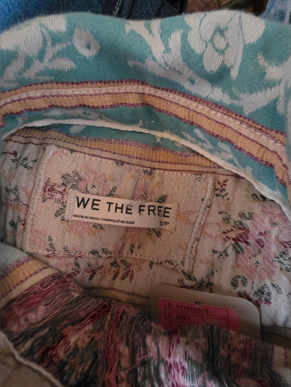 NWOT We The Free Wonderland Fog Jacquard Shirt Blue Combo - Picture 15 of 16